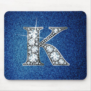 K Faux-"Diamond Bling" em Denim Mousepad