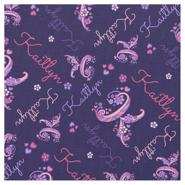 K monograma e nome personalizado tecido Kaitlyn (Detalhe)