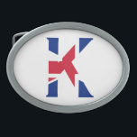 K Monograma sobreposto no bcnt bandeira do Jack da<br><div class="desc">K Monograma sobreposto no Union Jack Flag Belt Buckle Design © Trinkets e coisas 2017 - AHP Design. Todos os Direitos Reservados. 030417</div>