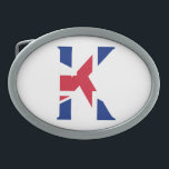 K Monograma sobreposto no bcnt bandeira do Jack da<br><div class="desc">K Monograma sobreposto no Union Jack Flag Belt Buckle Design © Trinkets e coisas 2017 - AHP Design. Todos os Direitos Reservados. 030417</div>