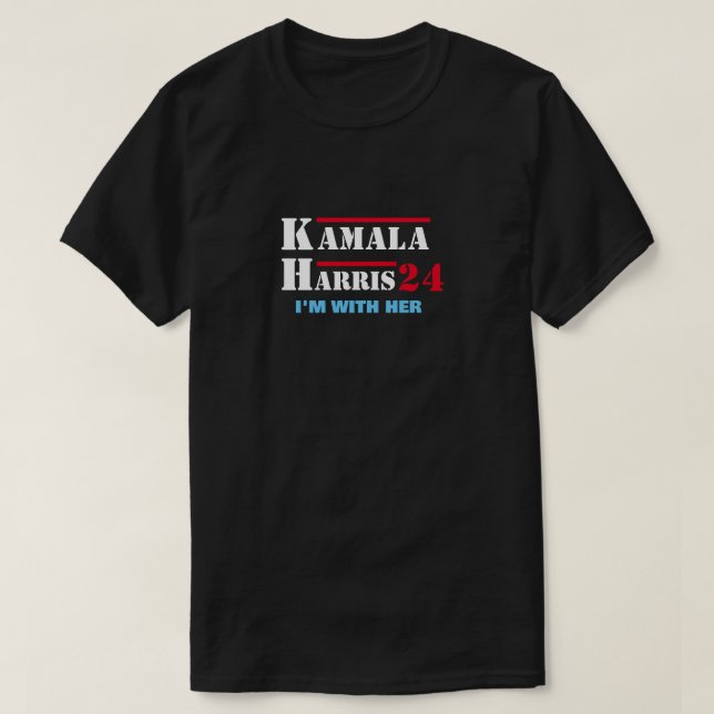 Kamala Harris 24 Estou com a Camiseta dela (Frente do Design)