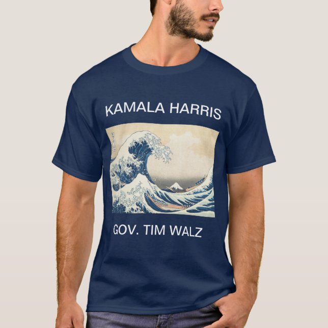 KAMALA HARRIS TIM WALZ BLUE WAVE T-Shirt (Frente)