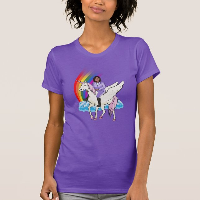 KAMALA HARRIS UNICORN E T-Shirt RAINBOW (Frente)