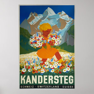 Kandersteg, suiça, poster de viagens