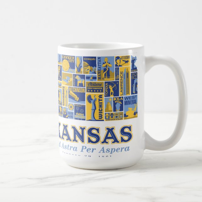 Kansas - anúncio Astra por Aspera - caneca (Direita)