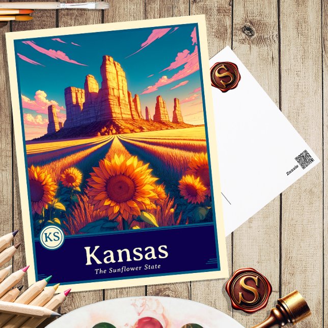 Kansas | Cartão Postal Anime Estilo Cel Shaded (Criador carregado)