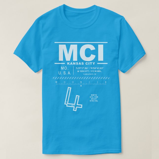 Kansas City International Airport MCI T-Shirt (Frente do Design)