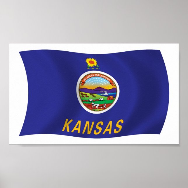 Kansas Flag Poster Impressão (Frente)