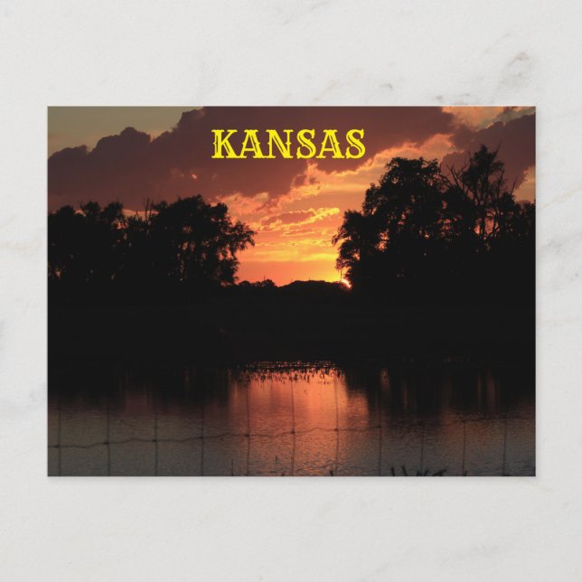 Kansas Sunset com Silhouettes, Cartão de Posto (Frente)