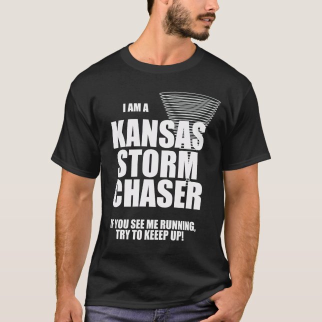 Kansas Tornado Storm Chaser Black T-shirt (Frente)
