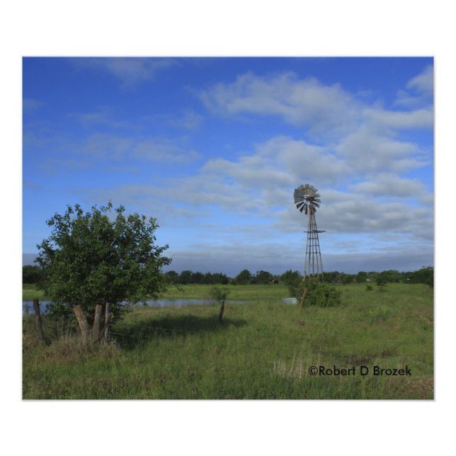 Kansas Windmill em uma pastura Foto Alargada (Frente)