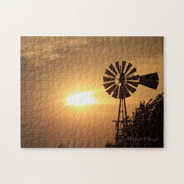 Kansas Windmill Sunset QUEBRA-CABEÇA (Horizontal)