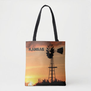 Kansas Windmill Sunset Tote Bag