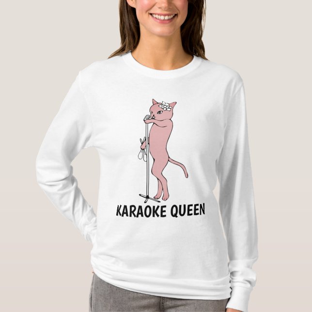 KARAOKE CAT Damas T-shirts (Frente)