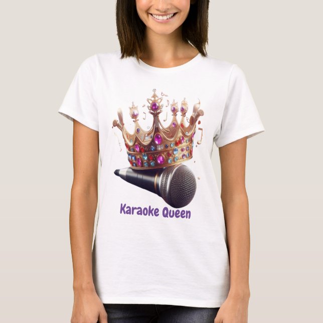 Karaoke Queen Crown e Microfone T-Shirt (Frente)
