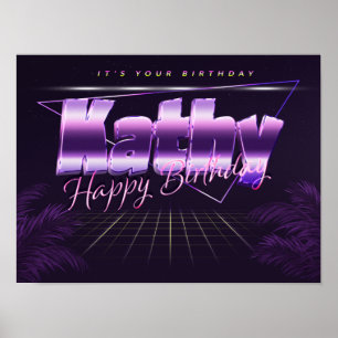 Kathy Name Vorname lila retro Poster Geburtstag