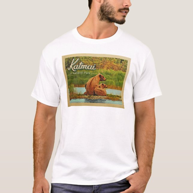 Katmai T-Shirt National Park Bears Vintage (Frente)