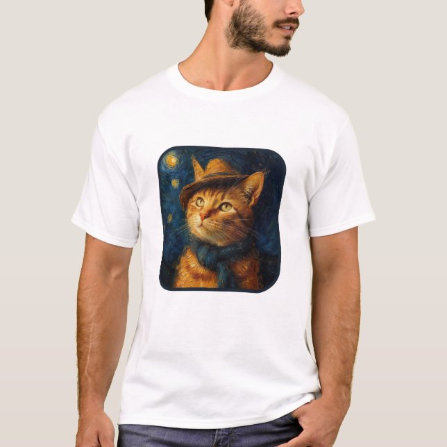 Katze inspiriert von van Gogh T-Shirt (Frente)