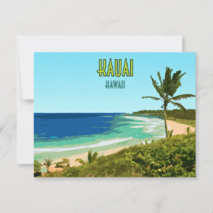 Kauai Hawaii Coast Beach Vintage Plat Card