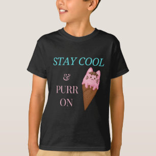 Kawaii Anim Cat Sorvete T-Shirt