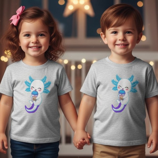 Kawaii Axolotl Boba Tea Toddler T-Shirt (Criador carregado)