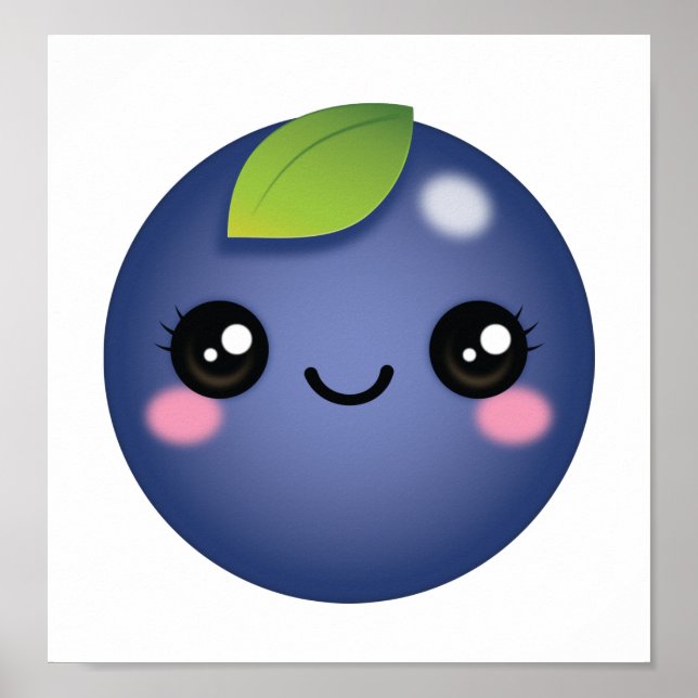 Kawaii Blueberry Poster (Frente)