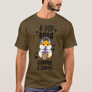 Kawaii Boba E KPop Camisas Meninas Café Ramen