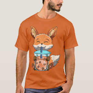 Kawaii Bubble Tea Fox Funny Boba Tee T-Shirt