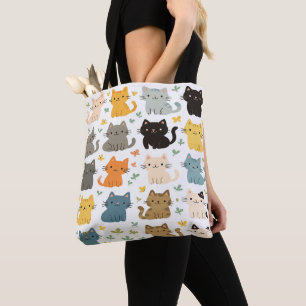 Kawaii Cat Tote Bag - Design de desenho animado