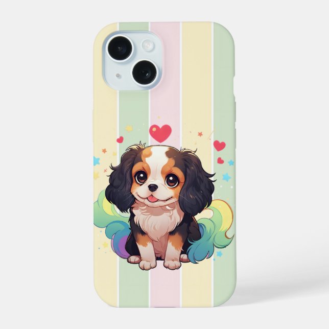 Kawaii Cavalier King Charles Pastel Rainbow Tail (Verso)