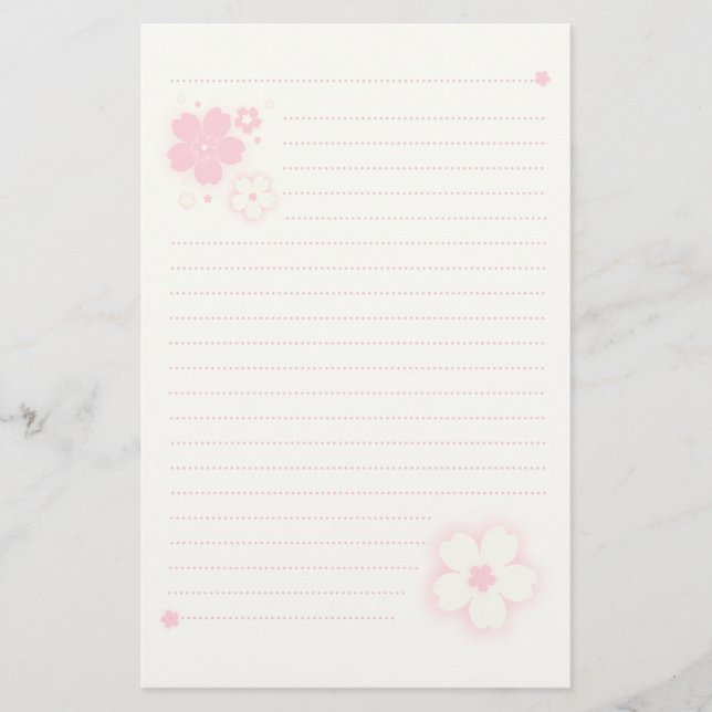 Kawaii Cherry Blossom Pink Sakura Stationery (Frente)