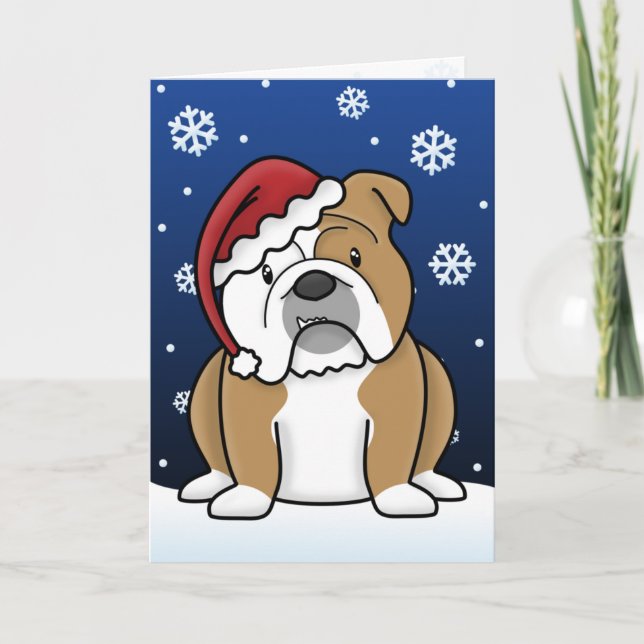 Kawaii English Bulldog Cartão de Natal (Frente)