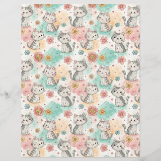 Kawaii felina gatinho padrão papel de rasparia