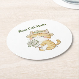 Kawaii Gato Jardineiro Buquê de Rosa Porta-copos d
