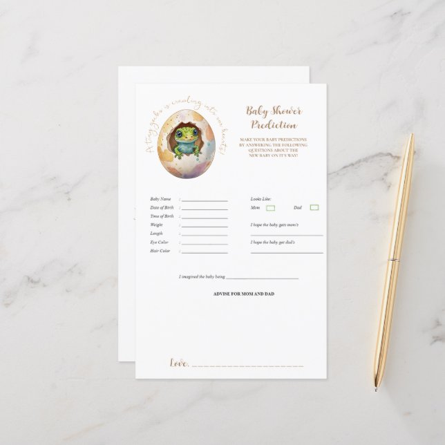 Kawaii Gecko Lizard - Jogo de previsão do Chá de f (Frente/Verso In Situ)