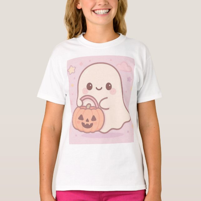 Kawaii Ghost Halloween T-Shirt (Frente)