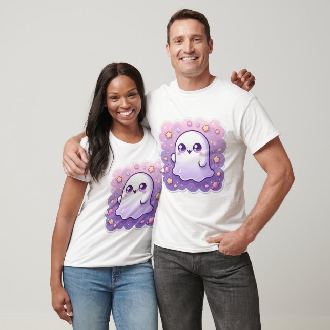 Kawaii Ghost T-Shirt Cute Pastel Halloween Tee (Unissex)