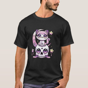 Kawaii Gothic Cat Pastel Gótica Gótico T Camisa