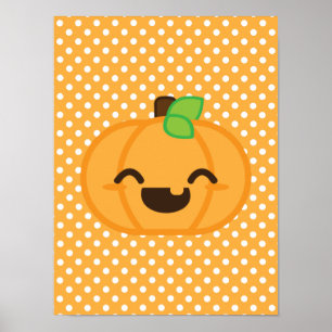 Kawaii Jack O Lanterna Pumpkin Poster Impressão