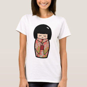 Kawaii Kokeshi (cor-de-rosa) Camisa de boneca Japo
