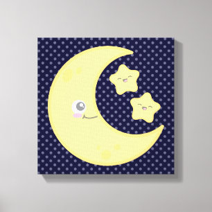 Kawaii Moon e Stars Canvas