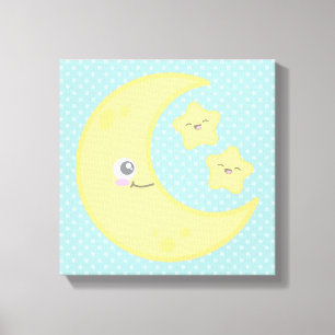 Kawaii Moon e Stars Canvas