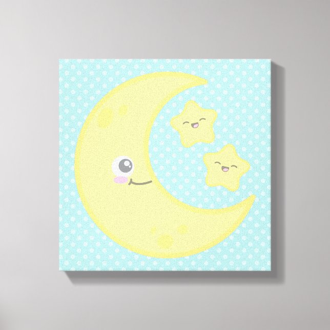 Kawaii Moon e Stars Canvas (Frente)