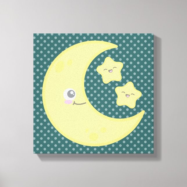 Kawaii Moon e Stars Canvas (Frente)