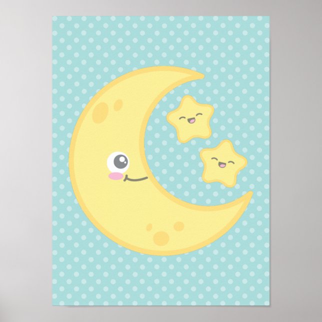 Kawaii Moon e Stars Poster (Frente)