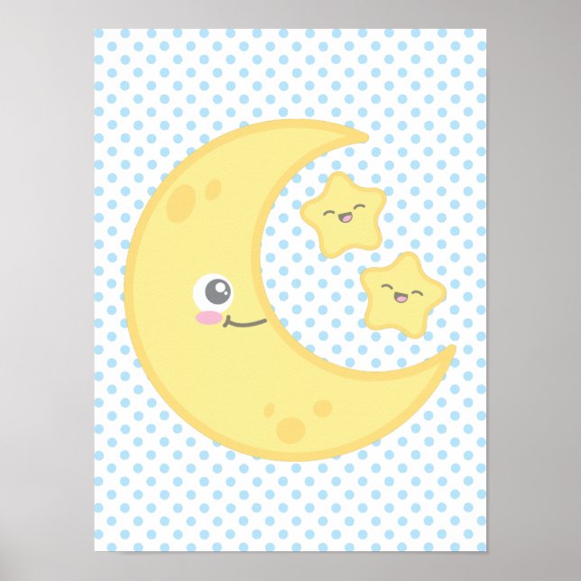 Kawaii Moon e Stars Poster (Frente)