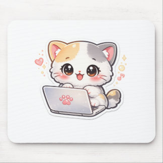 Kawaii Mouse Pad de Gato de Laptop | Desenho Fofo