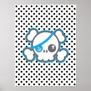Kawaii Pirate Skull Poster
