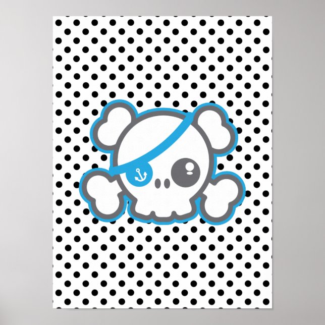 Kawaii Pirate Skull Poster (Frente)
