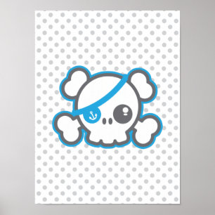 Kawaii Pirate Skull Poster